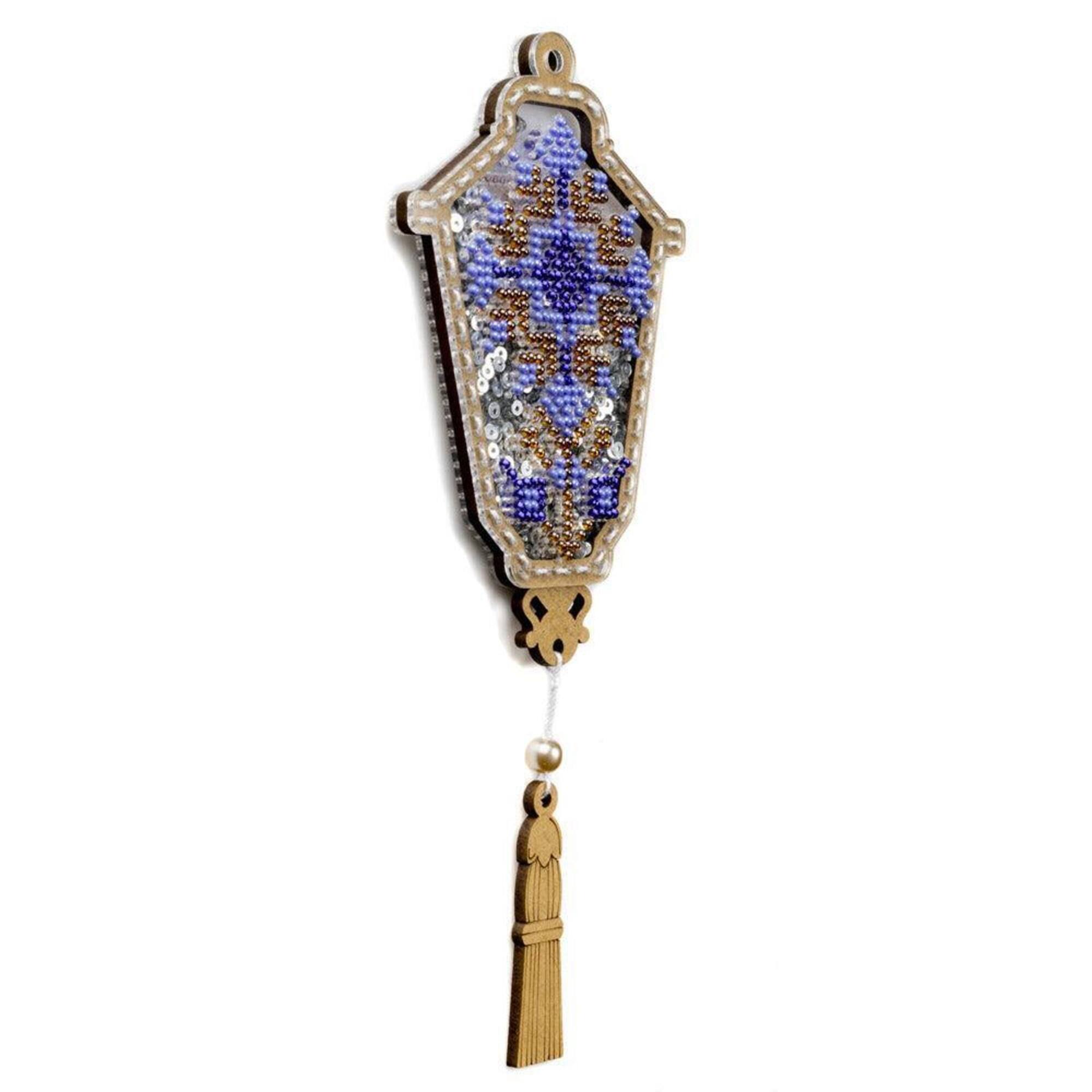 Wonderland Crafts Blue Lantern Christmas Ornament Bead Embroidery Kit